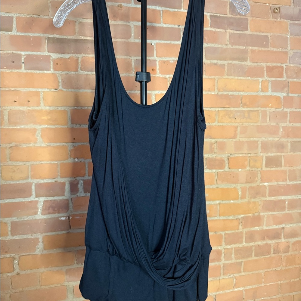 BCBG Black Draped Sleeveless Tank Top